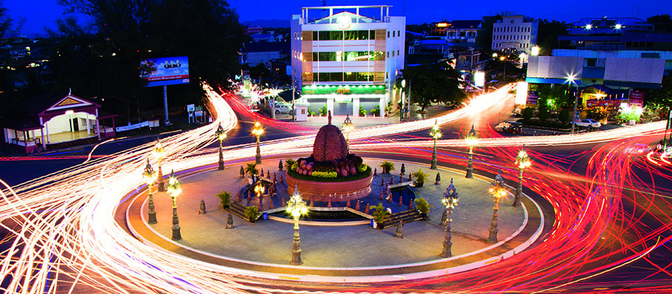 The durian roundabout, central Kampot.